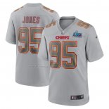 Maglia NFL Game Kansas City Chiefs Chris Jones Super Bowl Lvii Patch Atmosphere Fashion Grigio