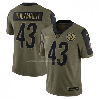 Maglia NFL Limited Pittsburgh Steelers Troy Polamalu 2021 Salute To Service Retired Verde
